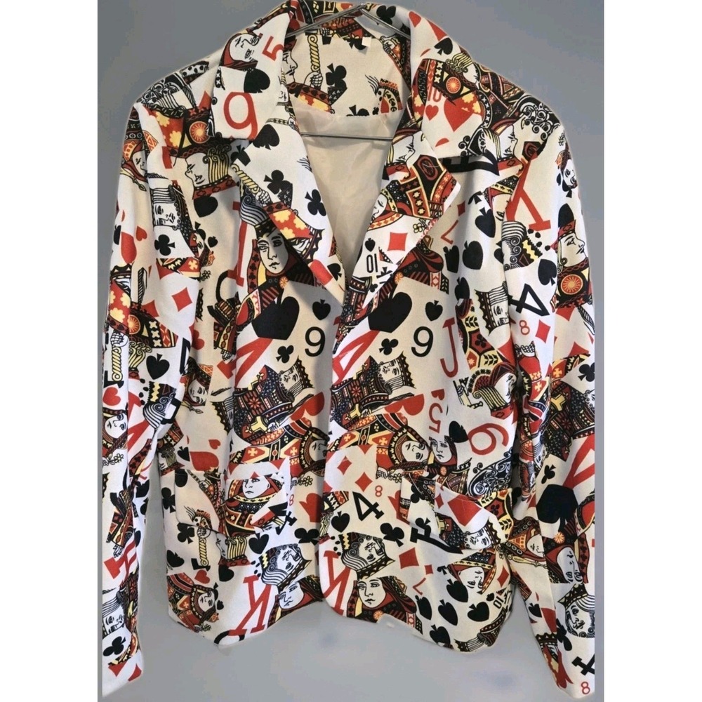 Playing Card Blazer Unisex L XL Casino Vegas Poker Halloween Statement Jacket